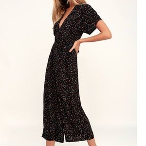 Alena Black Floral Print Jumpsuit